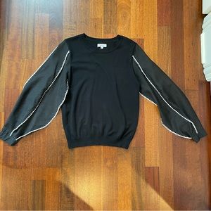 Nicole Miller New York Women's Sheer Sleeve Pullover Sweater